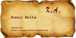 Kuncz Anita névjegykártya