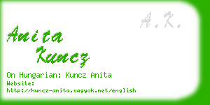 anita kuncz business card